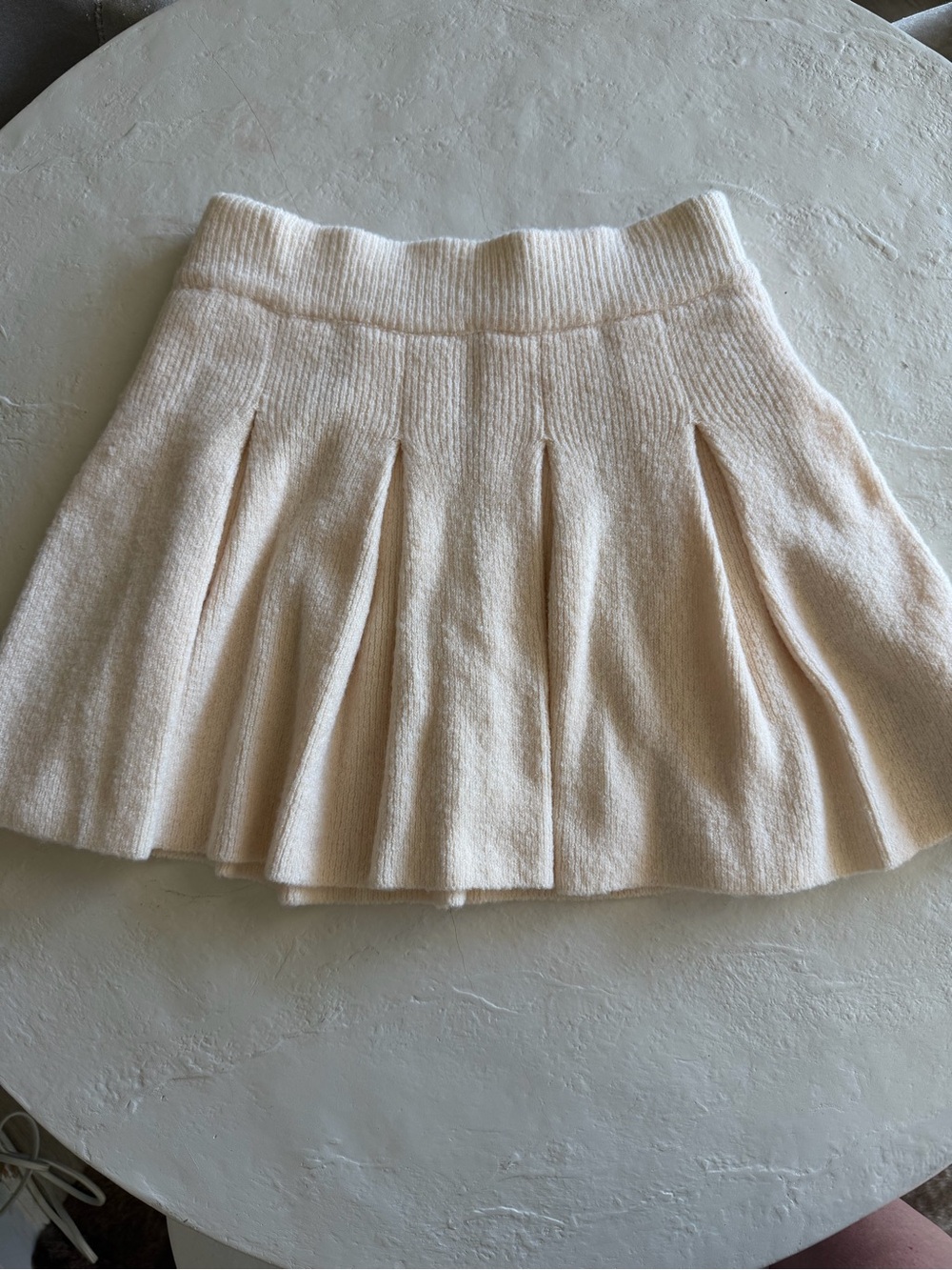 Pleated Mini Skirt in Cream